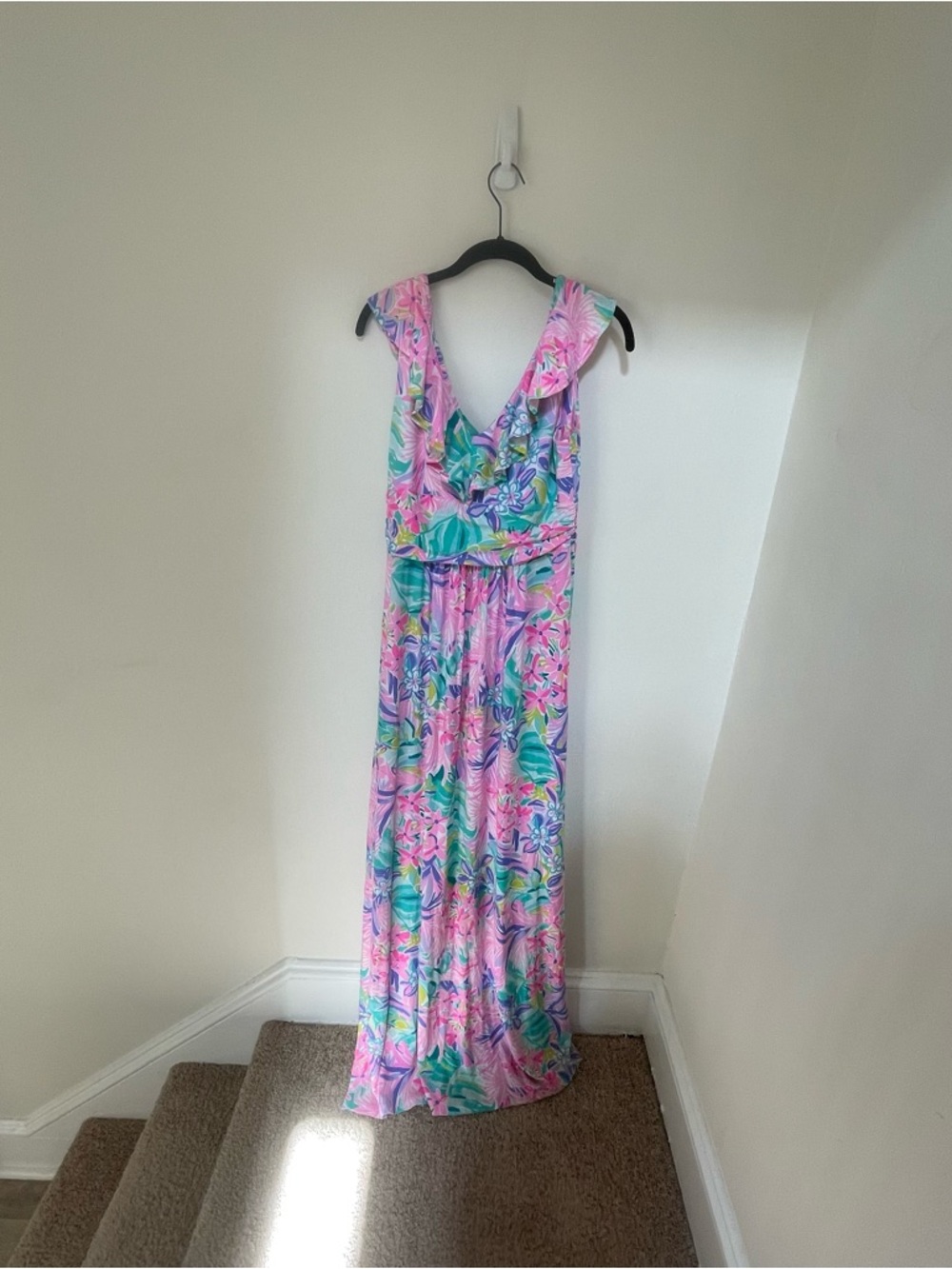 NWOT Lilly Pulitzer Mirella Maxi Dress Multi ruffle sleeve medium $278 - Picture 5 of 5